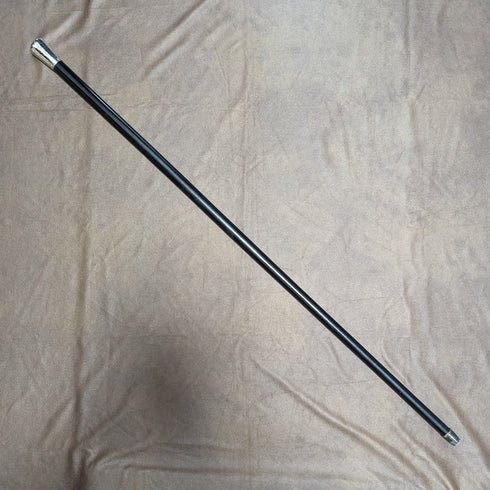 1920年 英国アンティーク 紳士用ステッキ 純銀彫刻 丸ハンドル ブラックシャフト 91.5cm